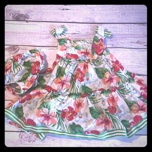Adorable Hawaiian print baby dress and bloomers